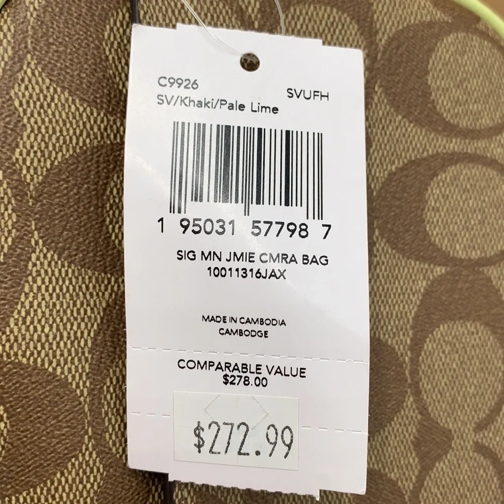 NEW! COACH Mini Jamie Camera Bag In Signature Canvas - Silver/Khaki/Pale Lime - Picture 16 of 16